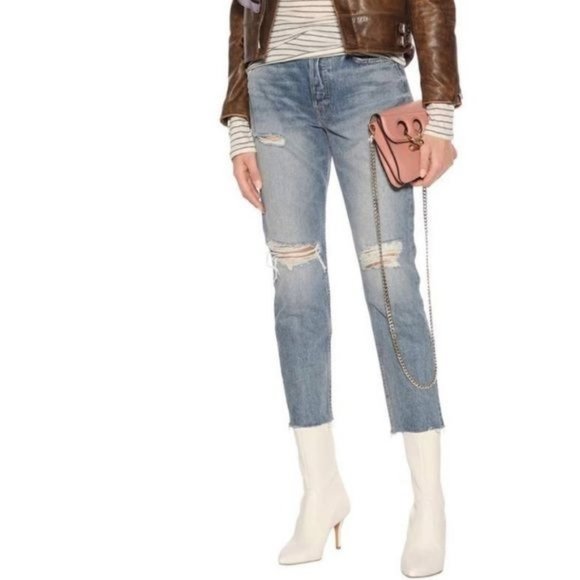 GRLFRND | Karolina High-Rise Light Wash Distressed Jeans in ‘To Be Continued’ - Picture 1 of 13